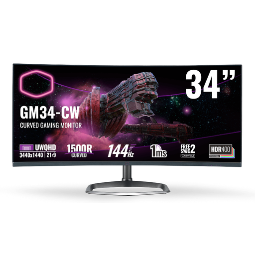 [MON-CM-GM34] Coolermaster GM34 | 34" Curved Gaming Monitor | 144Hz | 3440x1440