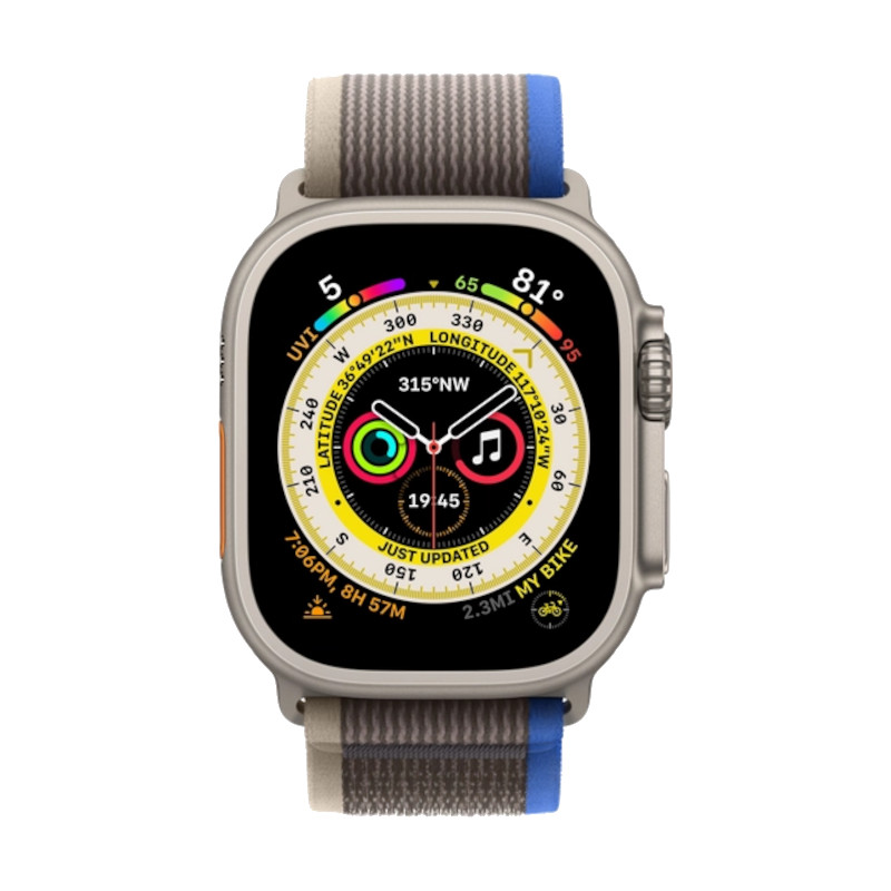 Apple Watch Ultra | 49mm Titanium | Blue and Gray Trail Loop