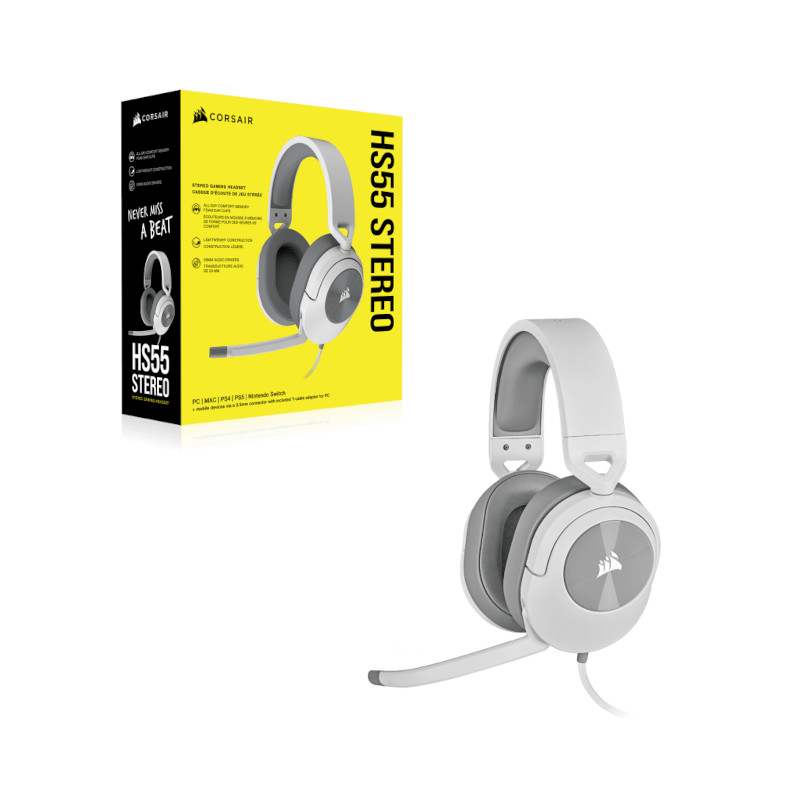 Corsair HS55 | Stereo Gaming Headset | White