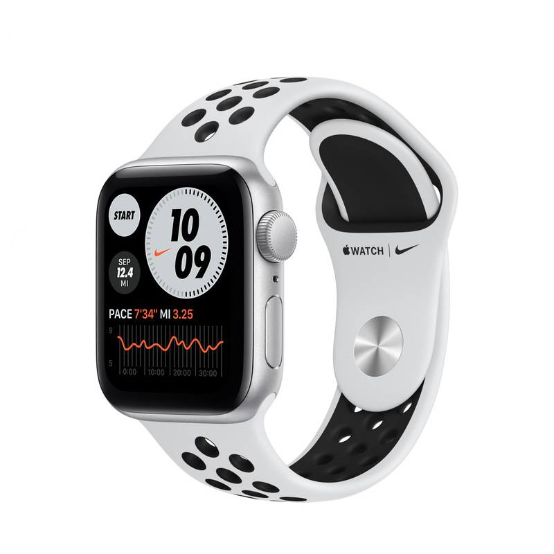 Apple Watch - SE - 40mm Silver Aluminum - Platinum / Black Nike Band