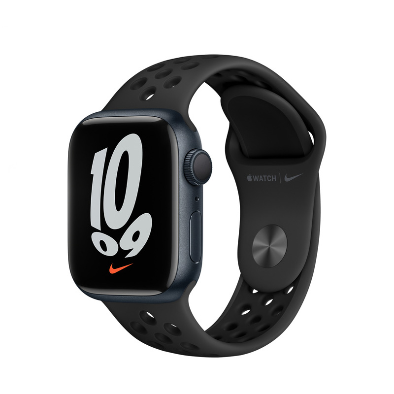 Apple Watch Series 7 | 41mm Midnight Aluminum | Obsidian / Black Nike Band