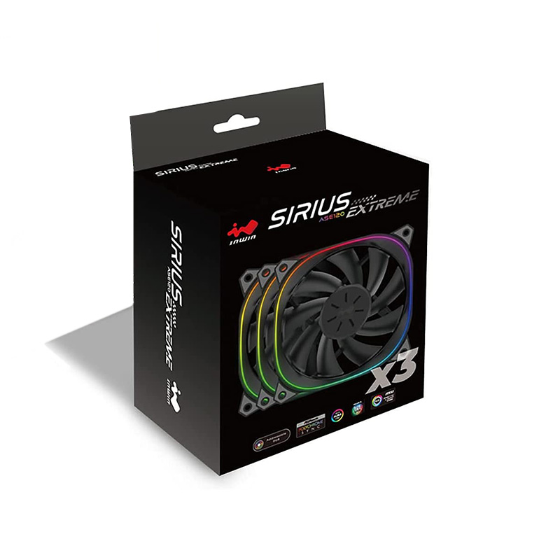 InWin Sirius Extreme ASE120 | 120mm ARGB Fan | 3-Pack | Bundled ARGB Controller | Black