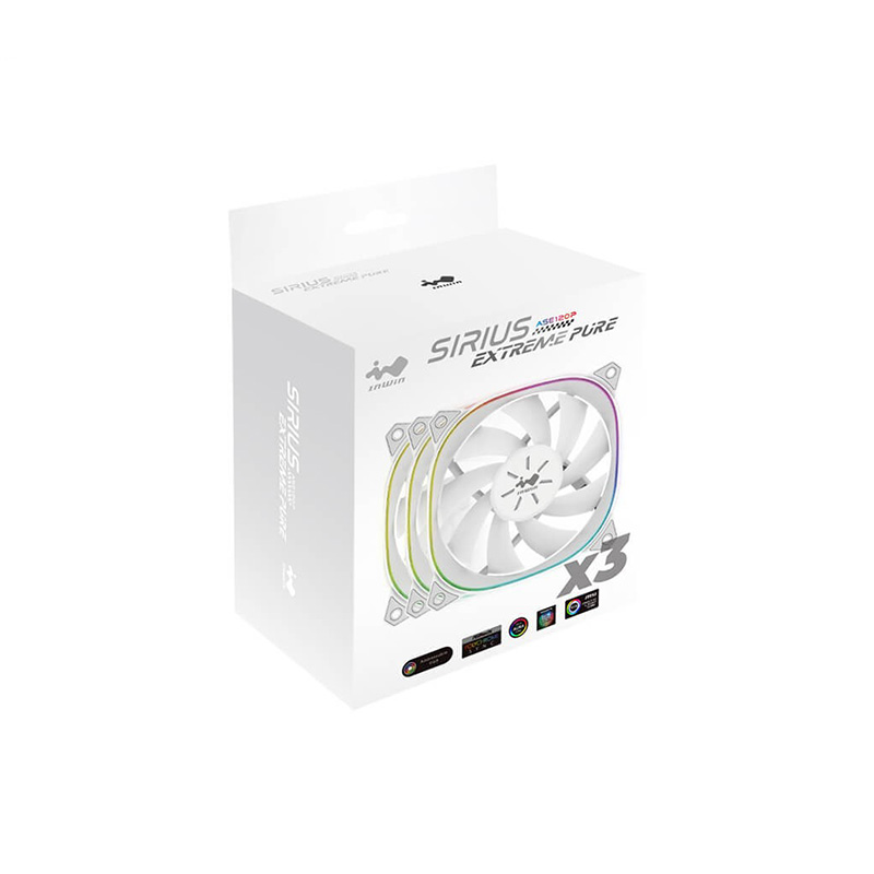 InWin Sirius Pure ASP120 | 120mm ARGB Fan | 3-Pack | Bundled ARGB Controller | White
