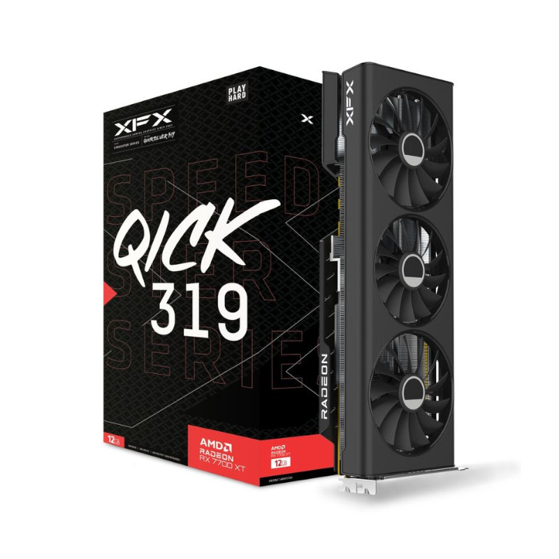 [GPU-XFX-RX77TQICKBG] XFX Radeon RX7700 XT Speedster QICK | Black Edition | 12GB GDDR6