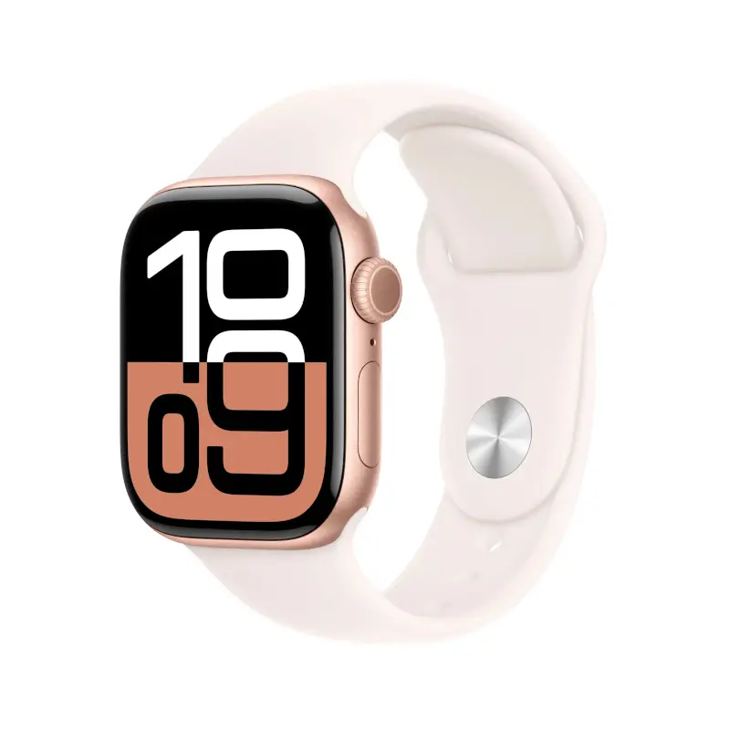 Apple Watch Series 10 | 42mm Rose Gold Aluminium | Light Blush Sport Band | S/M