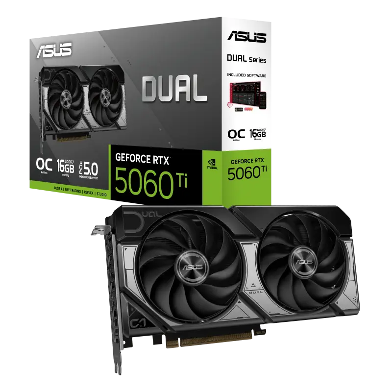 [GPU-ASUS-DUAL-RTX5060TI-O16G] ASUS GeForce RTX 5060 Ti DUAL OC | 16GB GDDR7