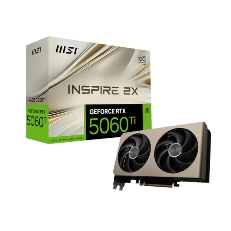 [GPU-MSI-5060-TI-INS-OC-8GB] MSI GeForce RTX 5060 Ti Inspire 2X OC | 8GB GDDR7