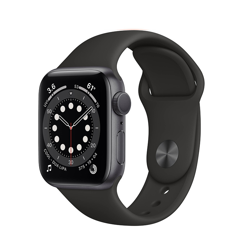 Apple Watch - Series 6 - 40mm Space Grey Aluminum - Black Sport Band