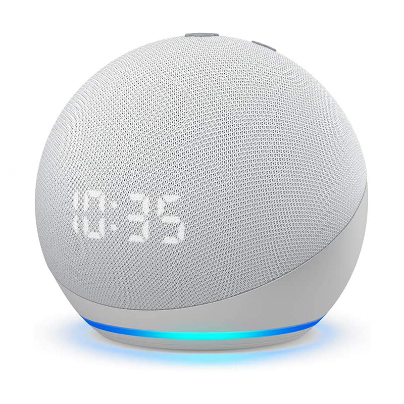 Amazon Echo Dot with Clock (4th Gen) - Glacier White