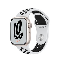 [APP-WAT-S7-41-MKN33] Apple Watch Series 7 | 41mm Starlight Aluminum | Platinum / Black Nike Band
