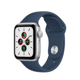 [APP-WAT-SE-44-MKQ43] Apple Watch SE | 44mm Silver Aluminum | Blue Sport Band