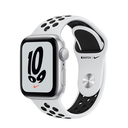 [APP-WAT-SE-40-MKQ23] Apple Watch SE | 40mm Silver Aluminum | Platinum Black Nike Band