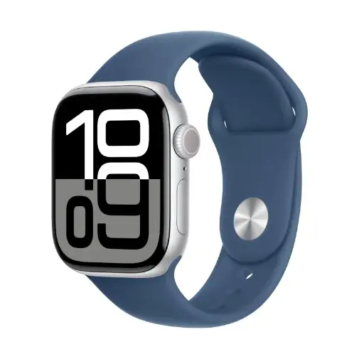 [APP-WAT-S10-MWWA3] Apple Watch Series 10 | 42mm Silver Aluminium | Denim Band | S/M
