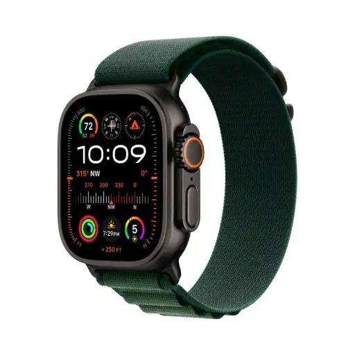 [APP-WAT-ULT-MX4T3] Apple Watch Ultra 2 | 49mm Black Titanium | Dark Green Alpine Loop | Large