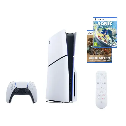 [PS5-SLIM-BR-10255782] Sony Playstation 5 Slim | 2x Games And Media Remote | Bundle Deal