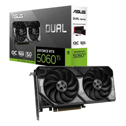 [GPU-ASUS-DUAL-RTX5060TI-O16G] ASUS GeForce RTX 5060 Ti DUAL OC | 16GB GDDR7